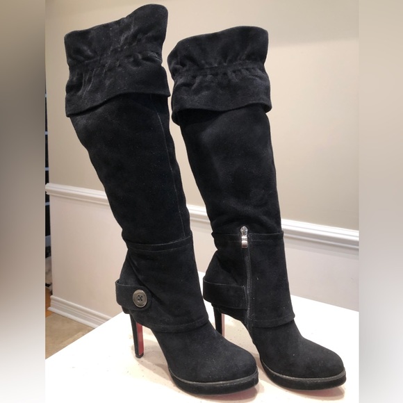 Gorgeous Italian B Queen Red Sole Black Suede Leather! - Picture 9 of 13